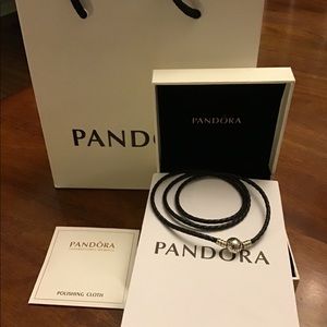 New, Pandora triple leather bracelet